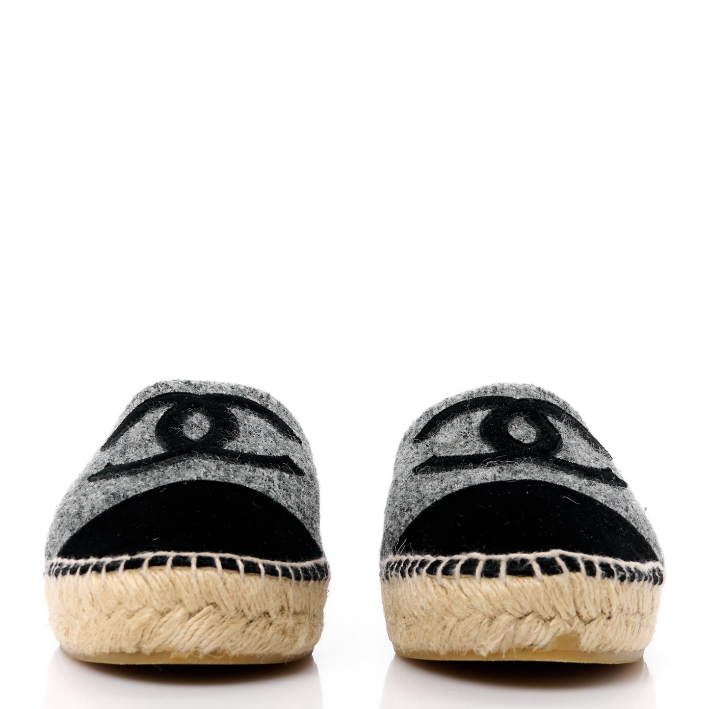 Tweed Velvet CC Espadrilles 39 Grey Black