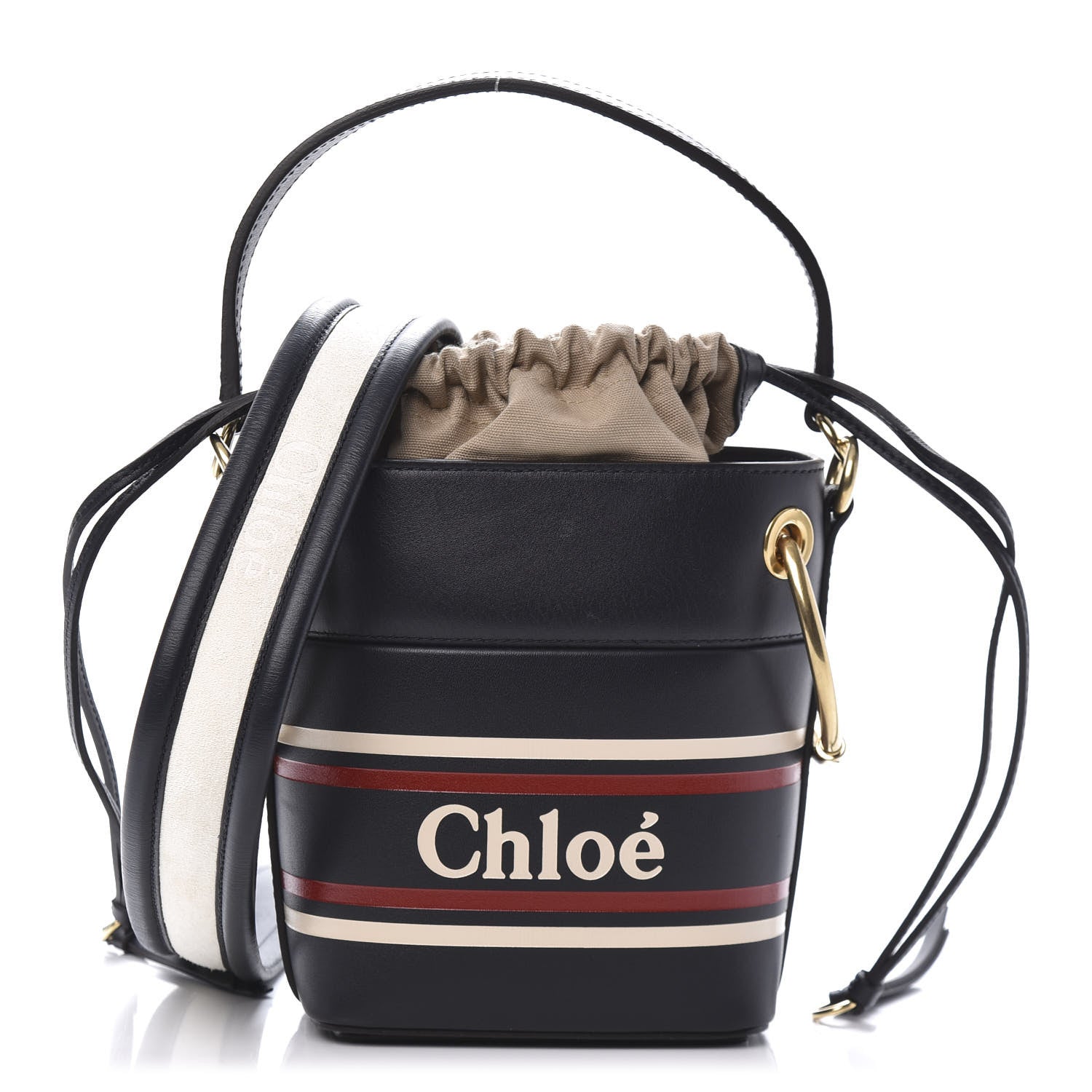 Chloe Smooth Calfskin Logo Mini Roy Bucket Bag Full Blue 1 of 9