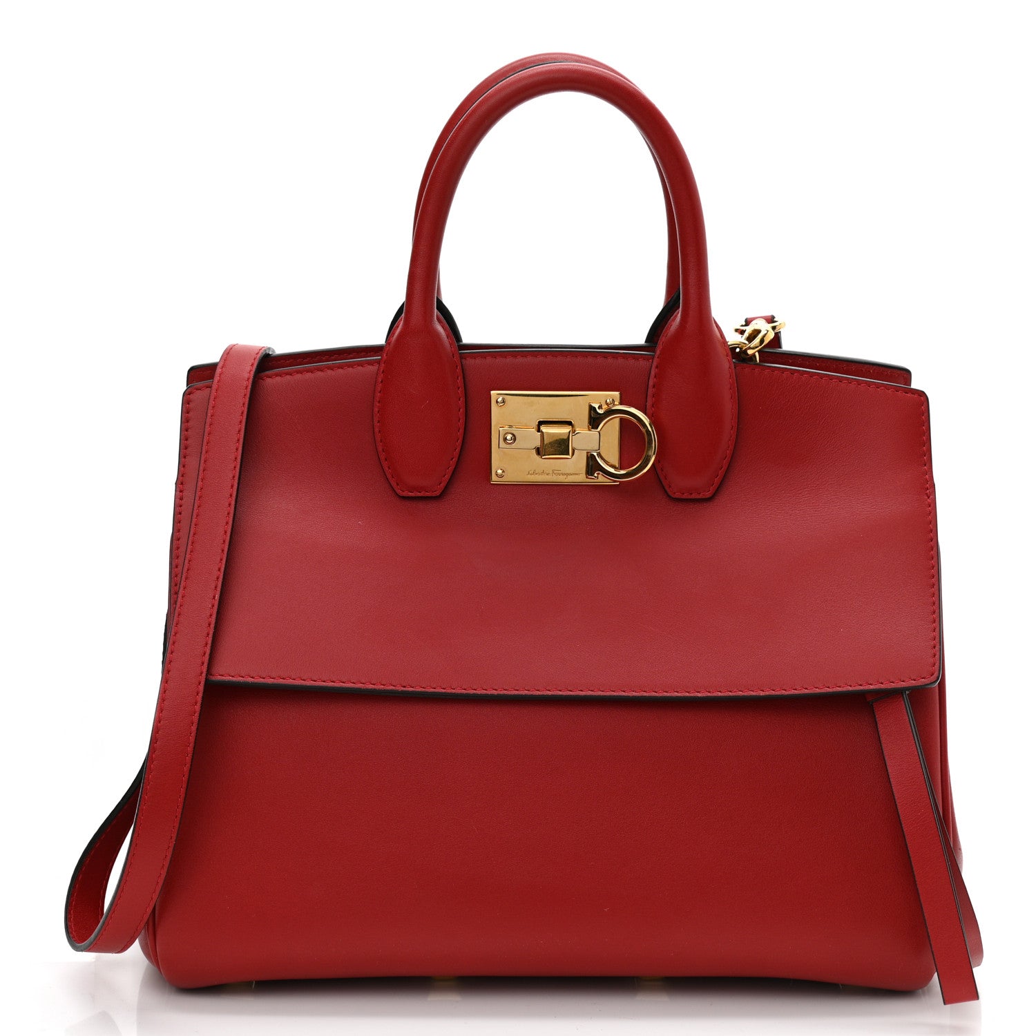 Salvatore Ferragamo Calfskin The Studio Bag Red 3 of 12