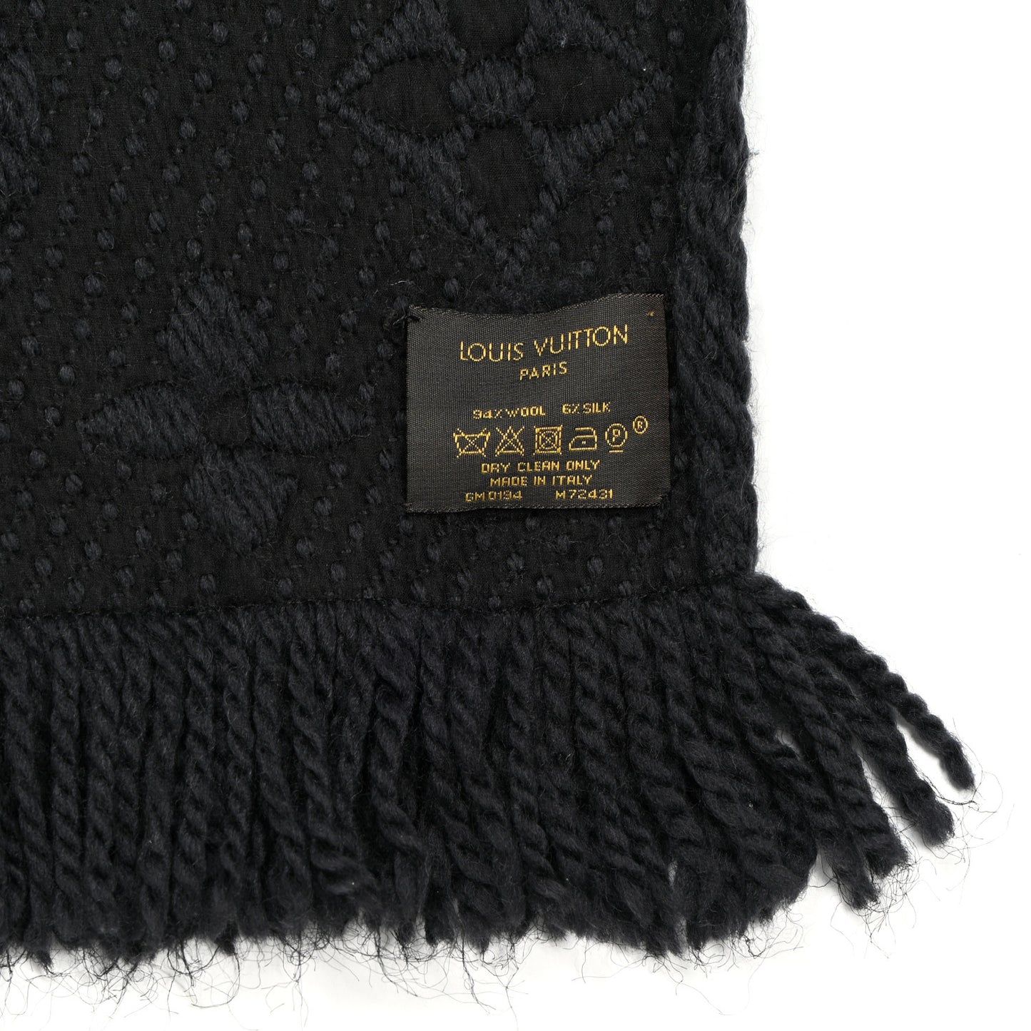 Wool Silk Logomania Scarf Charcoal