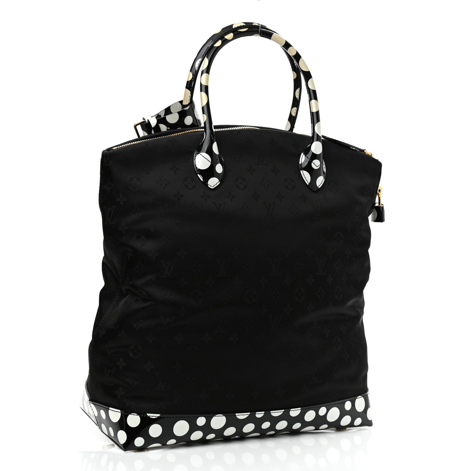Louis Vuitton Nylon Kusama Infinity Dots Lockit Vertical MM Black White 2 of 9
