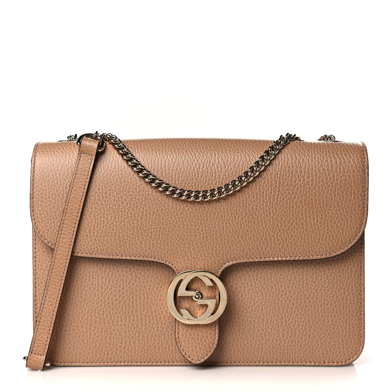 Gucci Dollar Calfskin Interlocking G Shoulder Bag Camelia 1 of 9