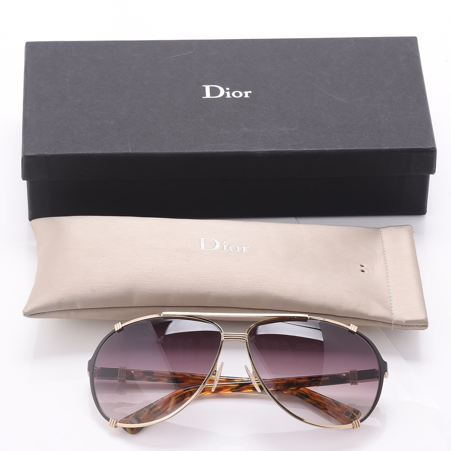 Christian Dior Chicago 2 Aviator Sunglasses Gold Grey 8 of 8