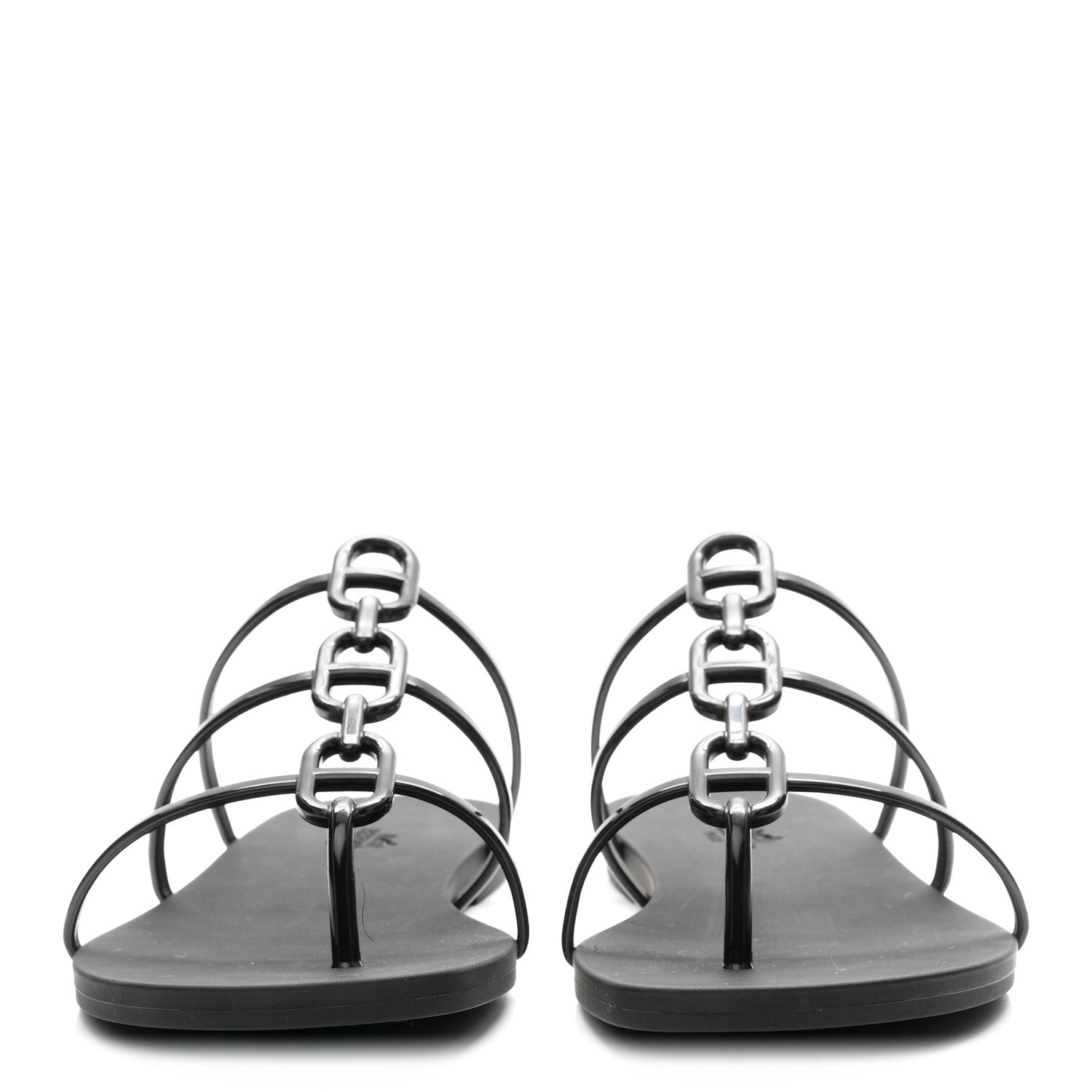 Hermes Rubber Womens Mykonos Sandals 38 Black 3 of 10