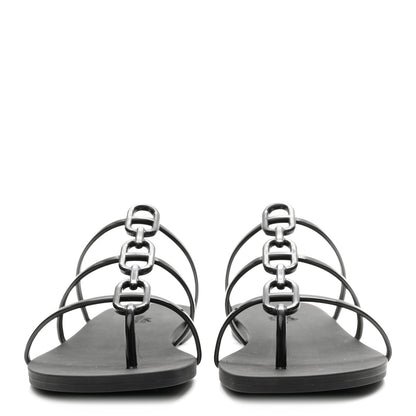 Hermes Rubber Womens Mykonos Sandals 38 Black 3 of 10