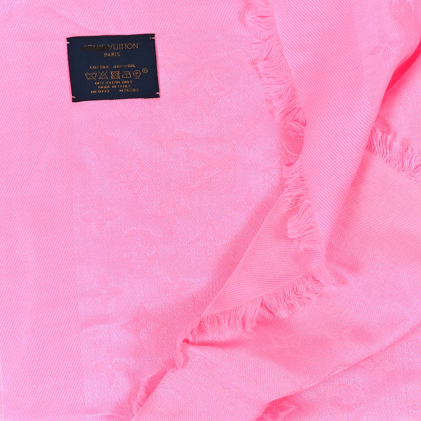 Silk Wool Monogram Shawl Velvet Rose