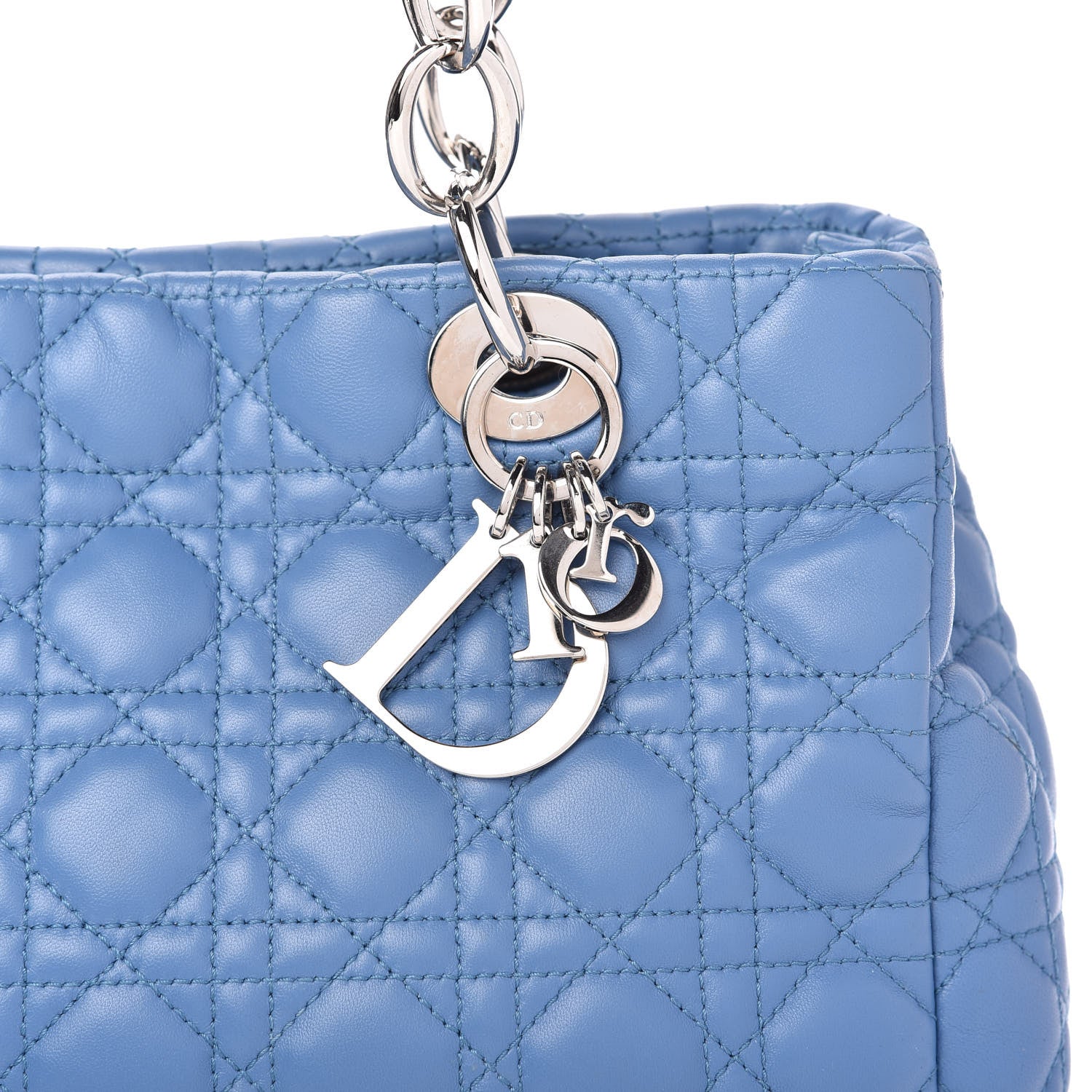 Christian Dior Lambskin Cannage Small Dior Soft Shopping Tote Blue 10 of 10
