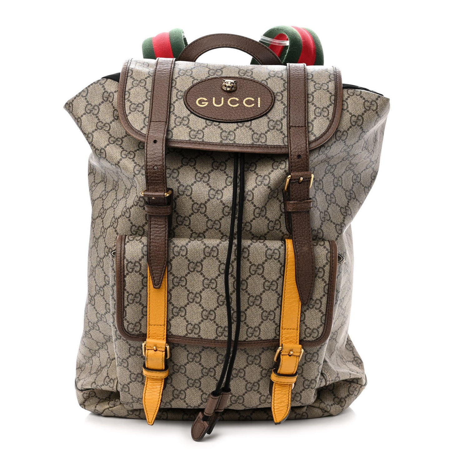 Soft GG Supreme Monogram Neo Vintage Double Buckle Backpack Beige New Acero Crop