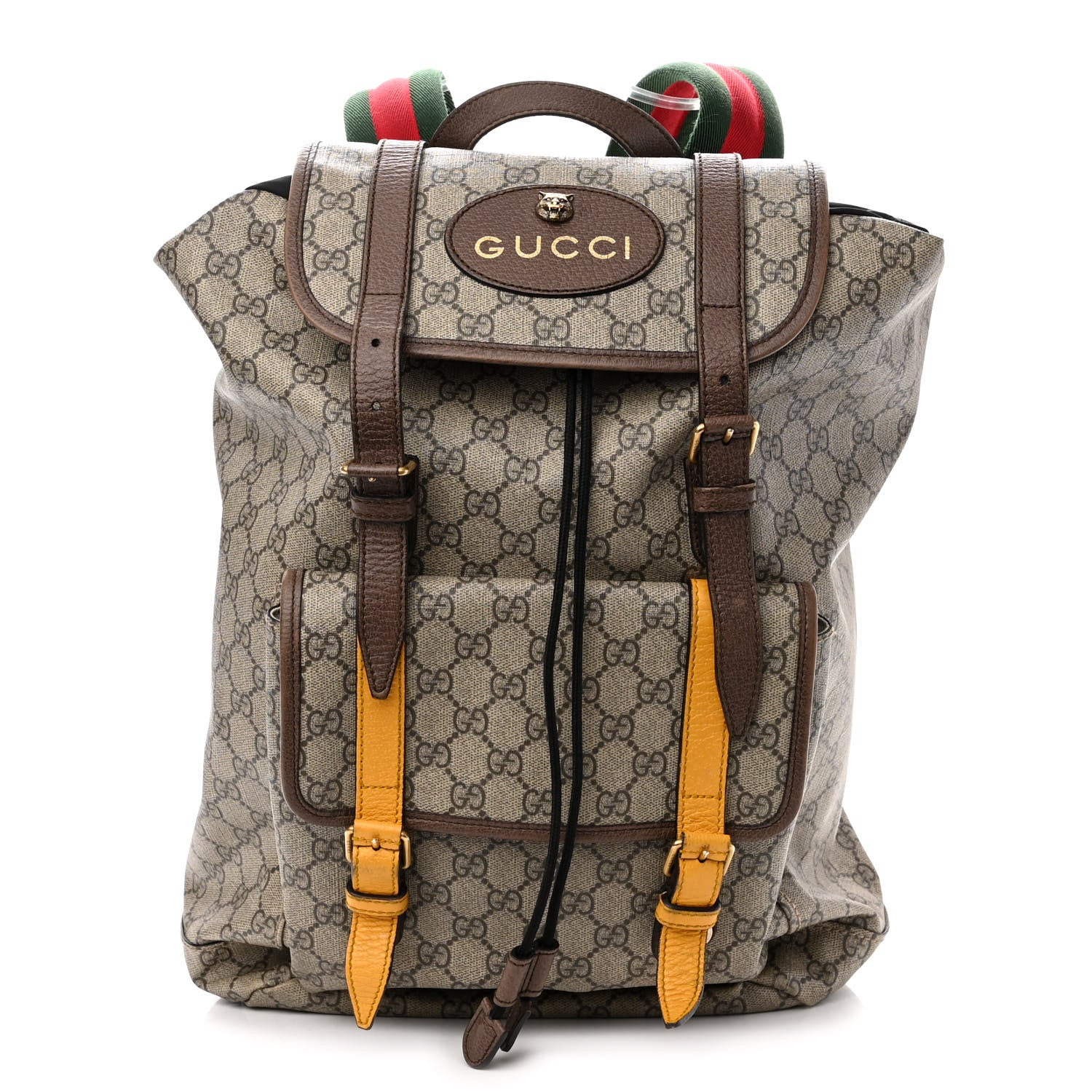Gucci Soft GG Supreme Monogram Neo Vintage Double Buckle Backpack Beige New Acero Crop 1 of 10