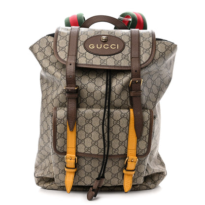Gucci Soft GG Supreme Monogram Neo Vintage Double Buckle Backpack Beige New Acero Crop 1 of 10