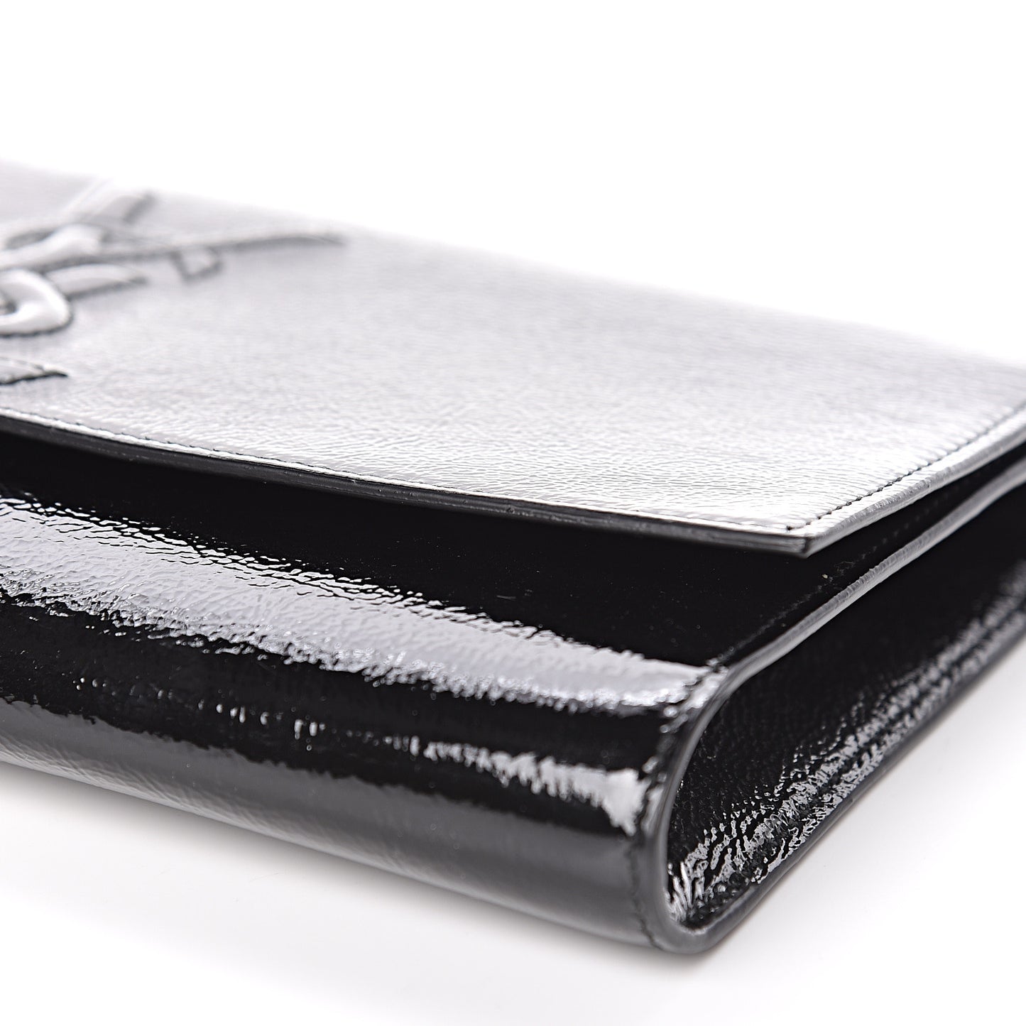 Textured Patent Monogram Large Belle De Jour Clutch Black