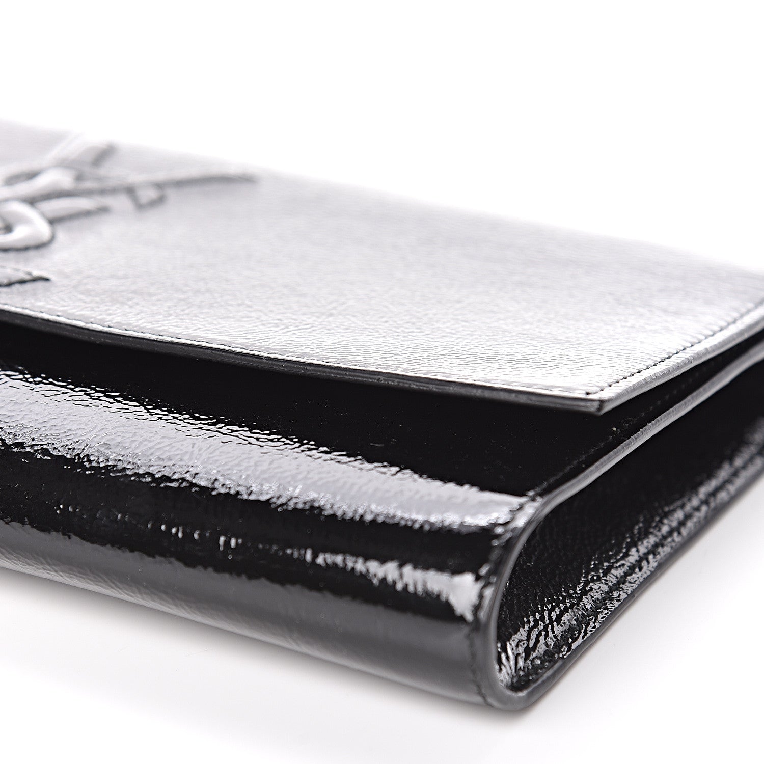 Saint Laurent Textured Patent Monogram Large Belle De Jour Clutch Black 6 of 10