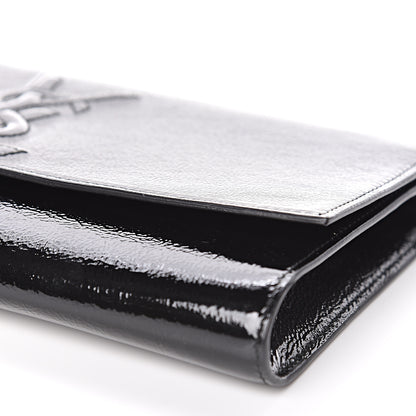 Saint Laurent Textured Patent Monogram Large Belle De Jour Clutch Black 6 of 10