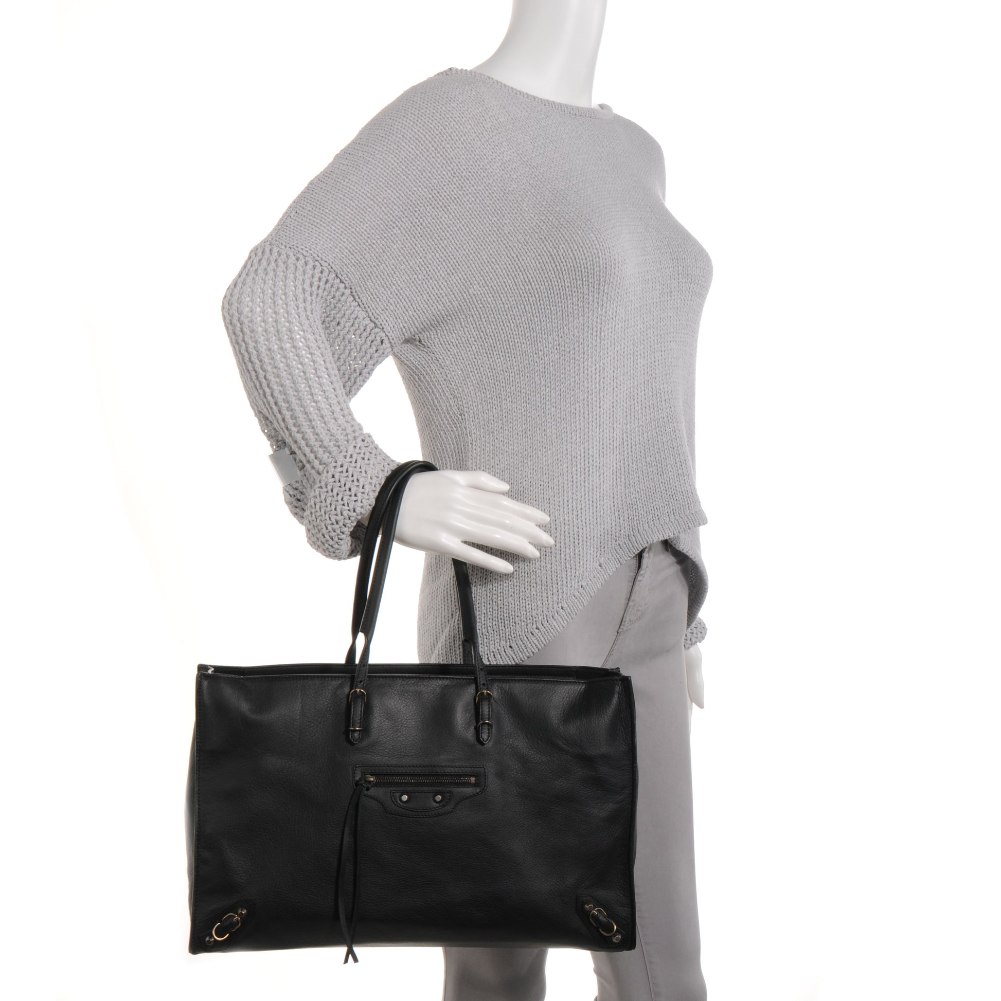 Balenciaga Veau Papier Medium Office Zip Tote Black 2 of 8