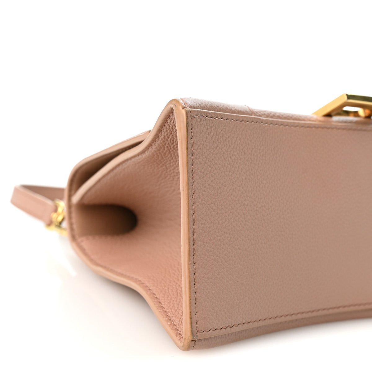 Grained Calfskin Small Hourglass Top Handle Bag Nude Beige