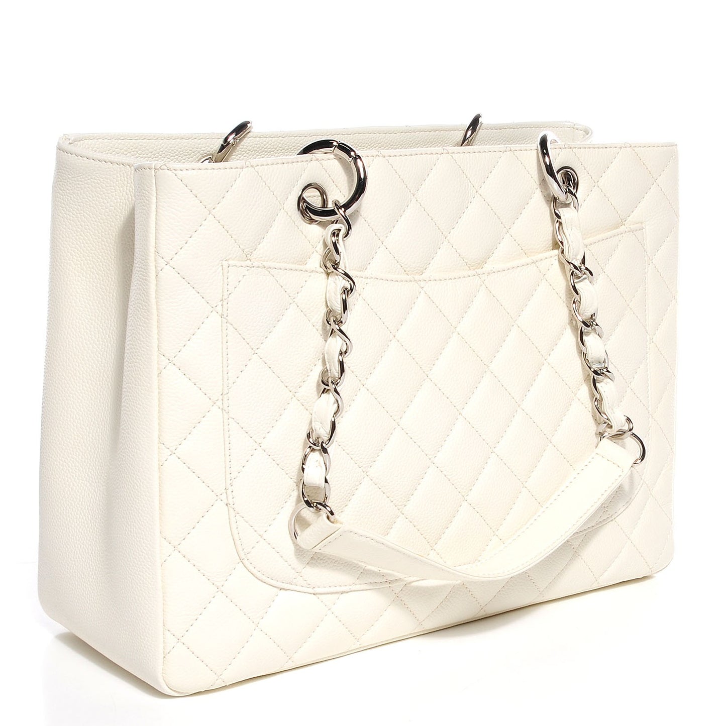 Caviar Quilted Grand Shopping Tote GST White