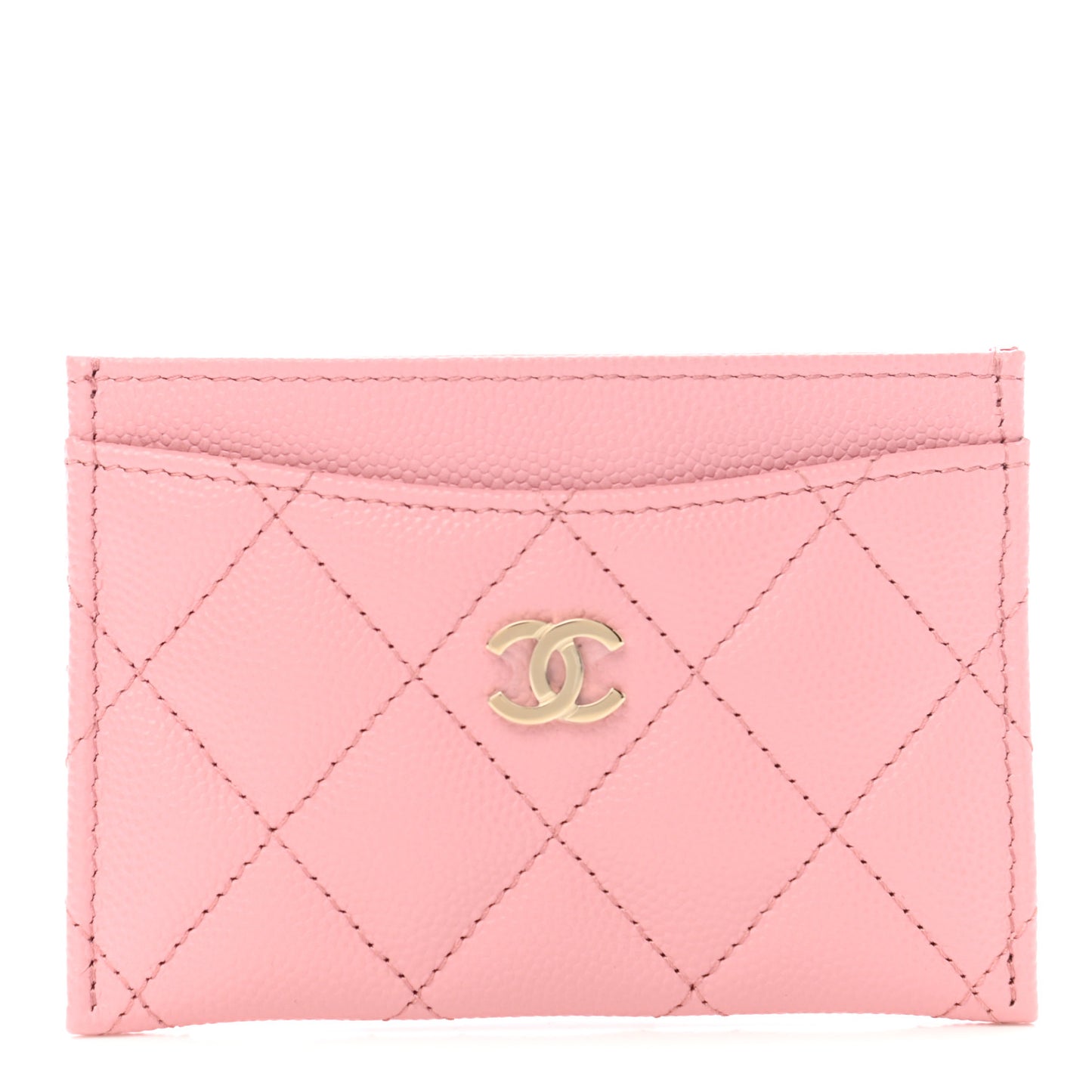 Caviar Quilted Card Holder Pink