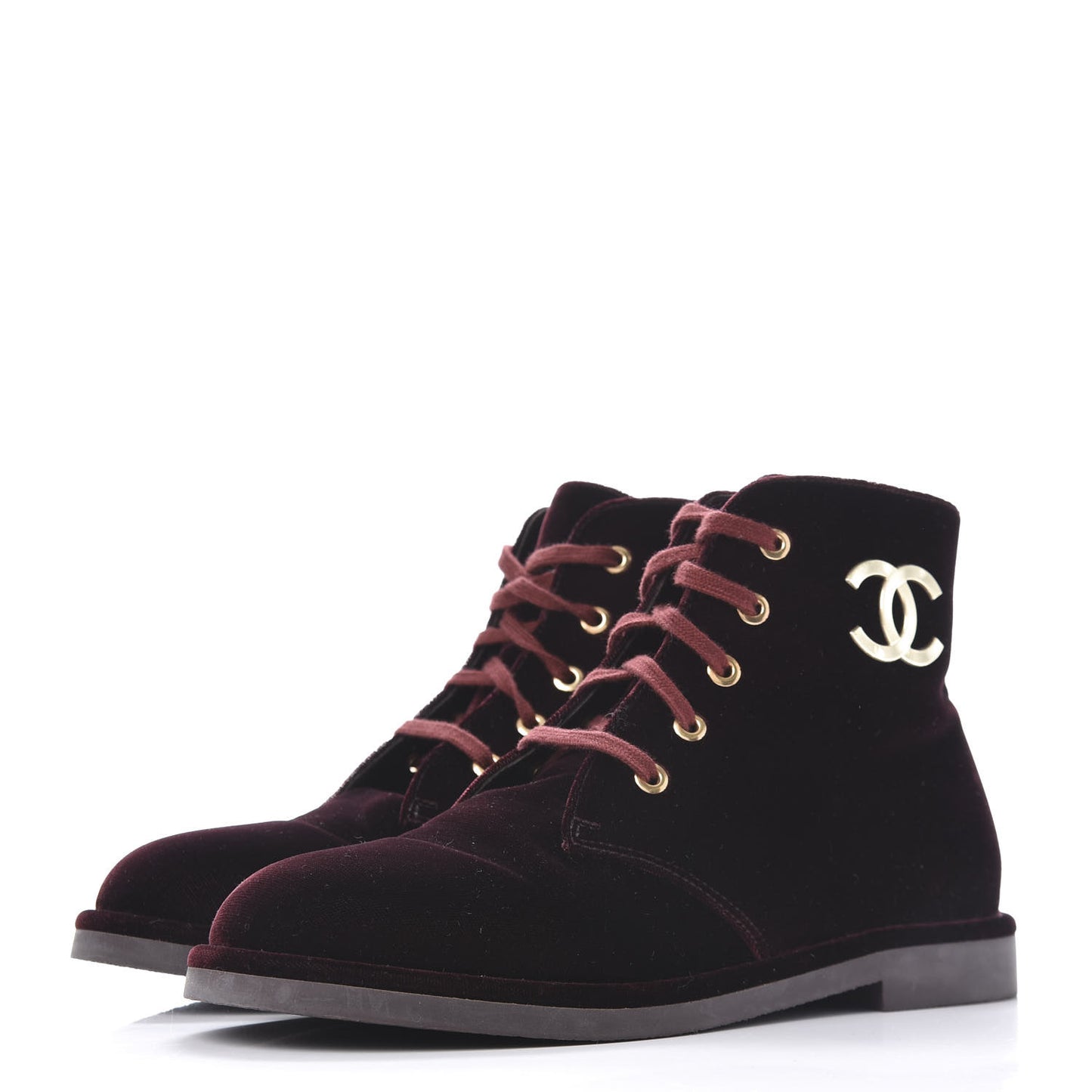 Velvet CC Lace Up Boots 36.5 Burgundy