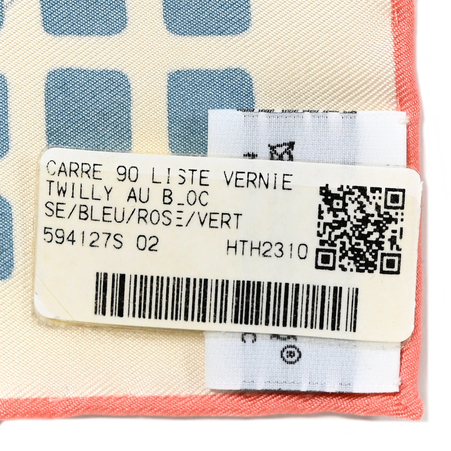 Hermes Silk Liste Vernie Au Bloc Twilly 90 Bleu Rose Vert 3 of 6