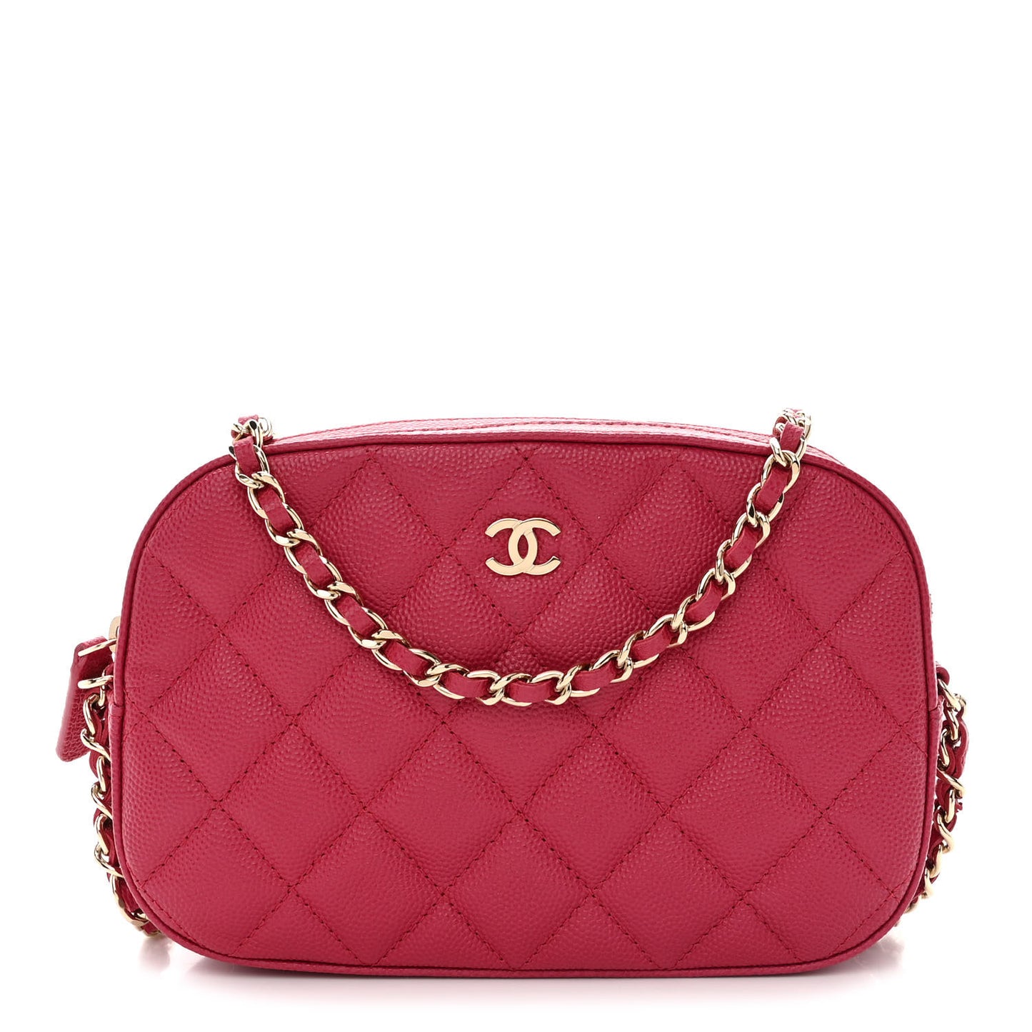 Caviar Quilted Camera Case Dark Pink