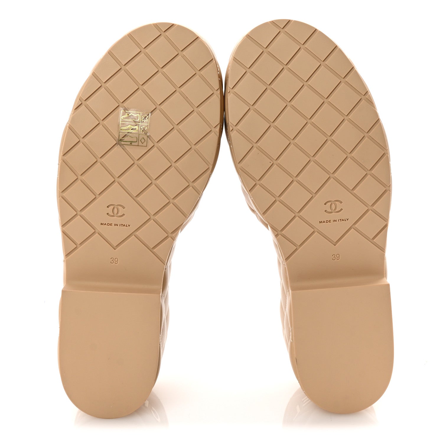 Chanel Lambskin Quilted CC Mules Wedge Sandals 39 Beige 6 of 10