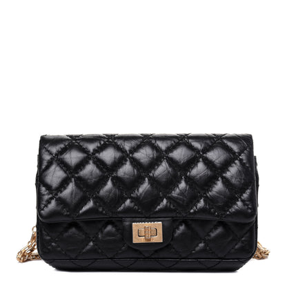 Chanel Aged Calfskin Quilted 2.55 Reissue Flap Belt Bag Clutch Black 1 of 14