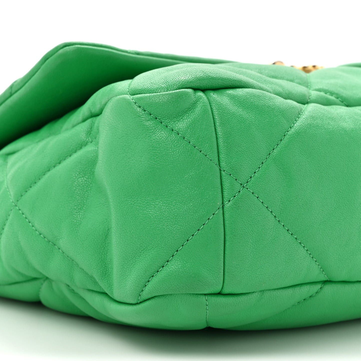 Goatskin Quilted Large Chanel 19 Flap Green