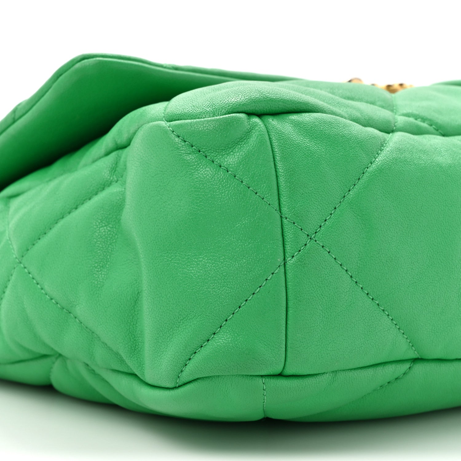 Chanel Goatskin Quilted Large Chanel 19 Flap Green 10 of 12