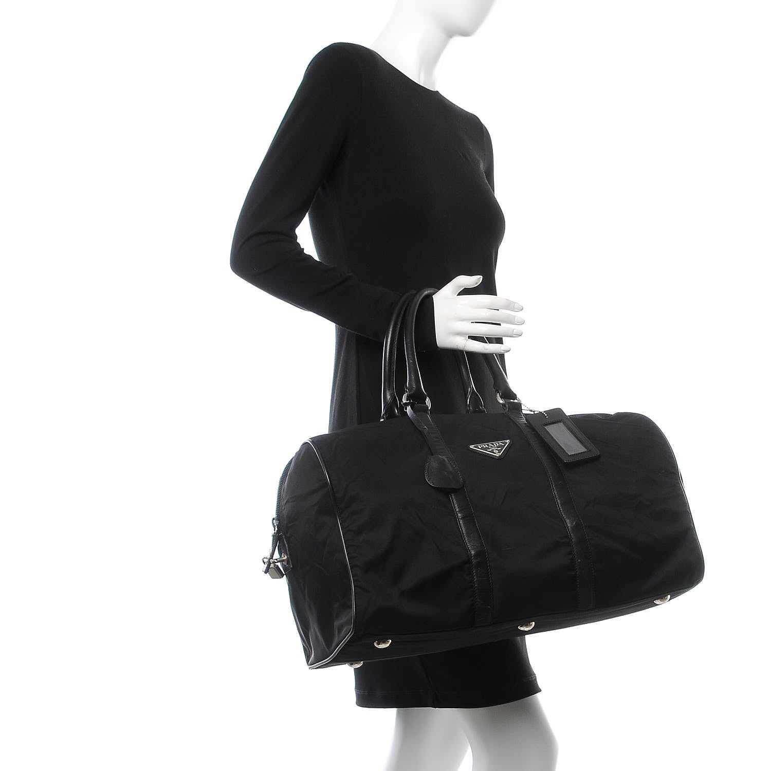 Prada Tessuto Nylon Saffiano Weekender Black 2 of 17