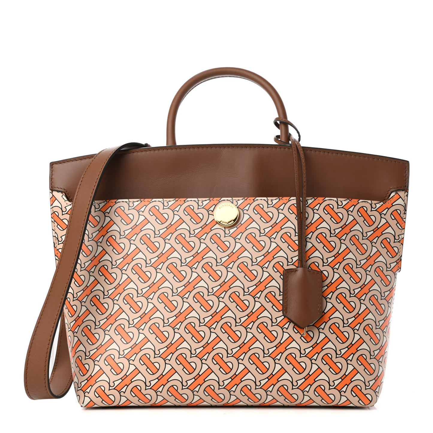 Calfskin Monogram Small Society Top Handle Bag Bright Orange