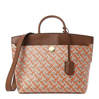 Burberry Calfskin Monogram Small Society Top Handle Bag Bright Orange 1 of 9