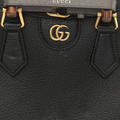Gucci Textured Dollar Calfskin Web Small Diana Tote Bag Black Dusty Grey 7 of 13