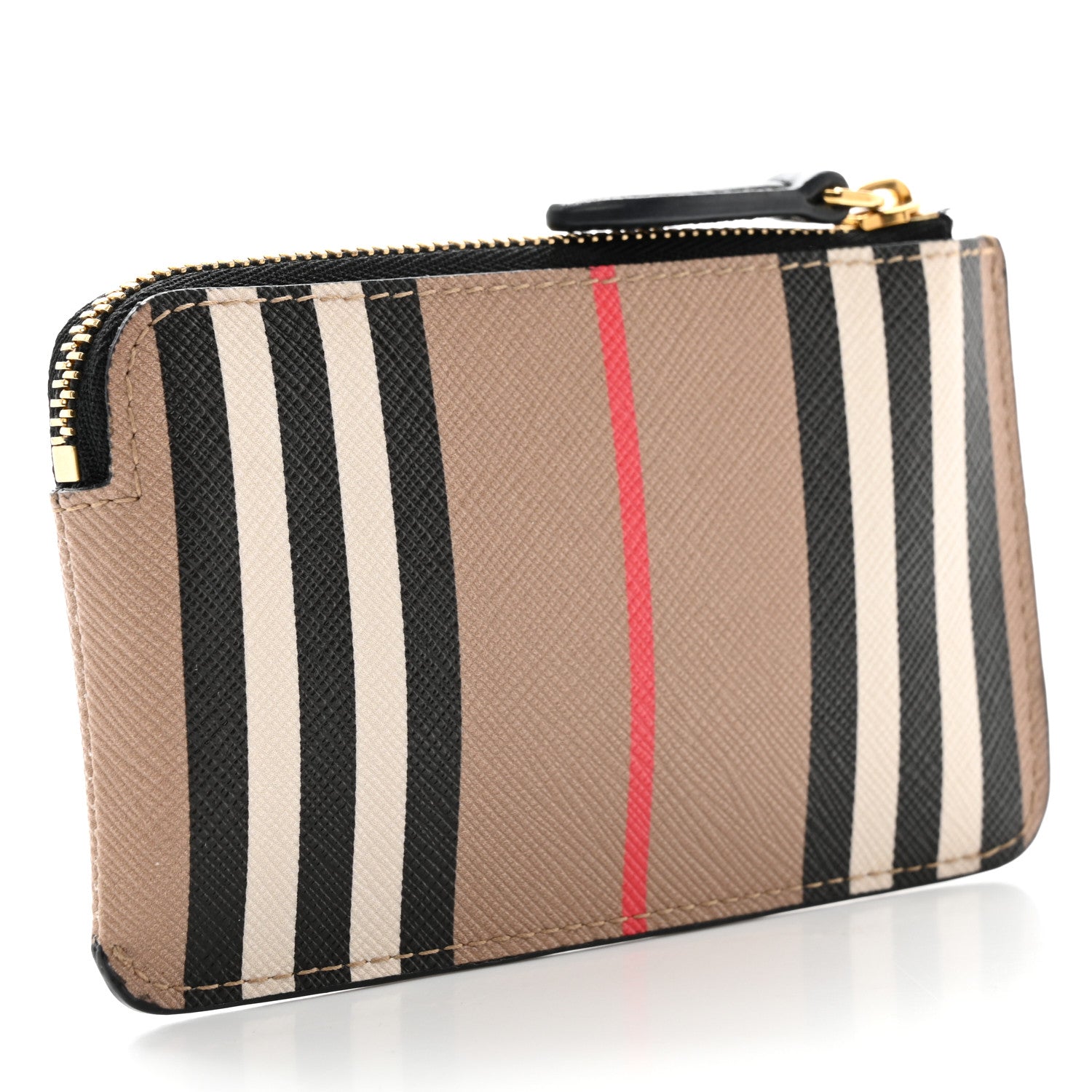 Burberry E-Canvas Calfskin Icon Stripe Zip Coin Case Archive Beige 3 of 7