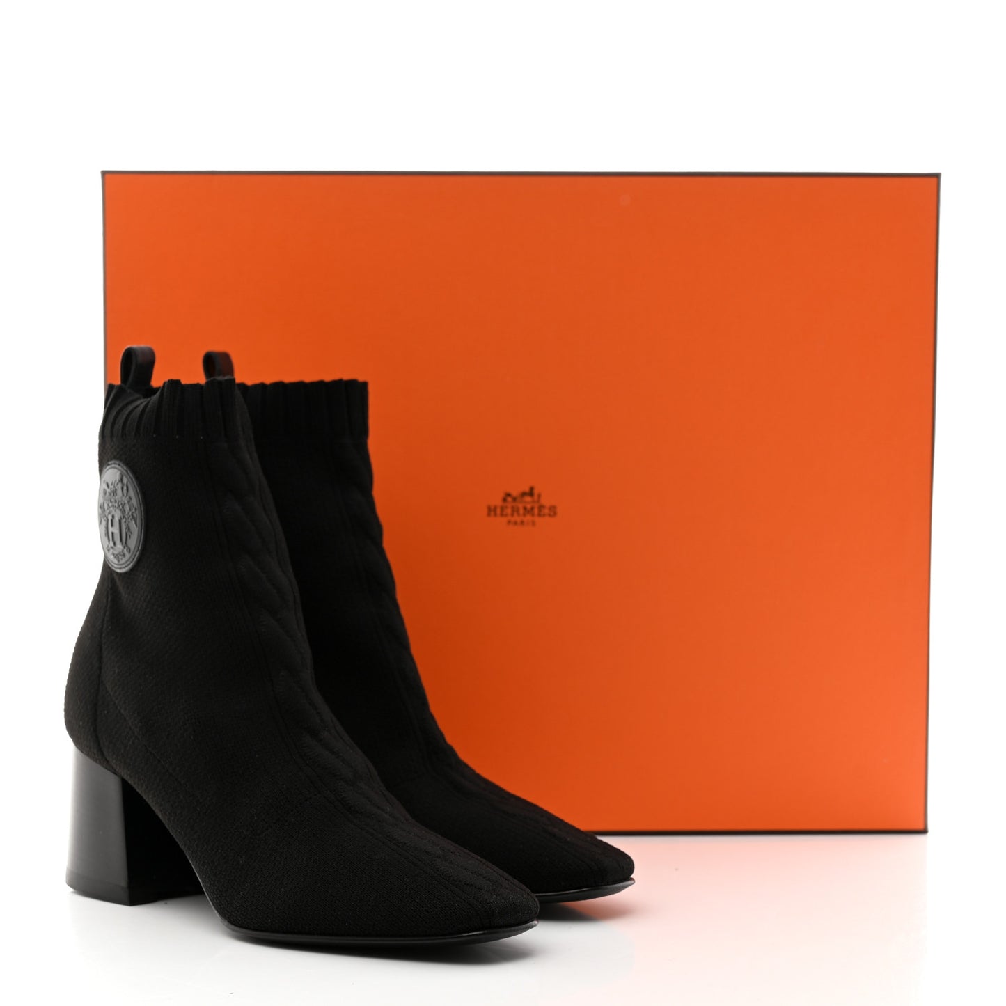 Knit Calfskin Volver 60 Ankle Boots 35 Black