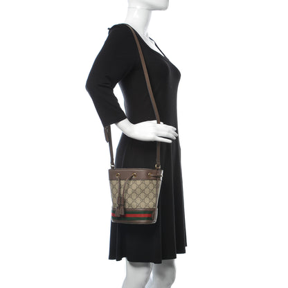 Gucci GG Supreme Monogram Web Mini Ophidia Bucket Bag Brown 2 of 9