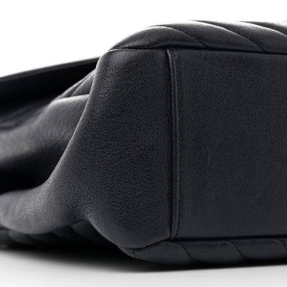 Saint Laurent Sheepskin Matelasse Chevron Monogram Large College Satchel Deep Marine 9 of 12