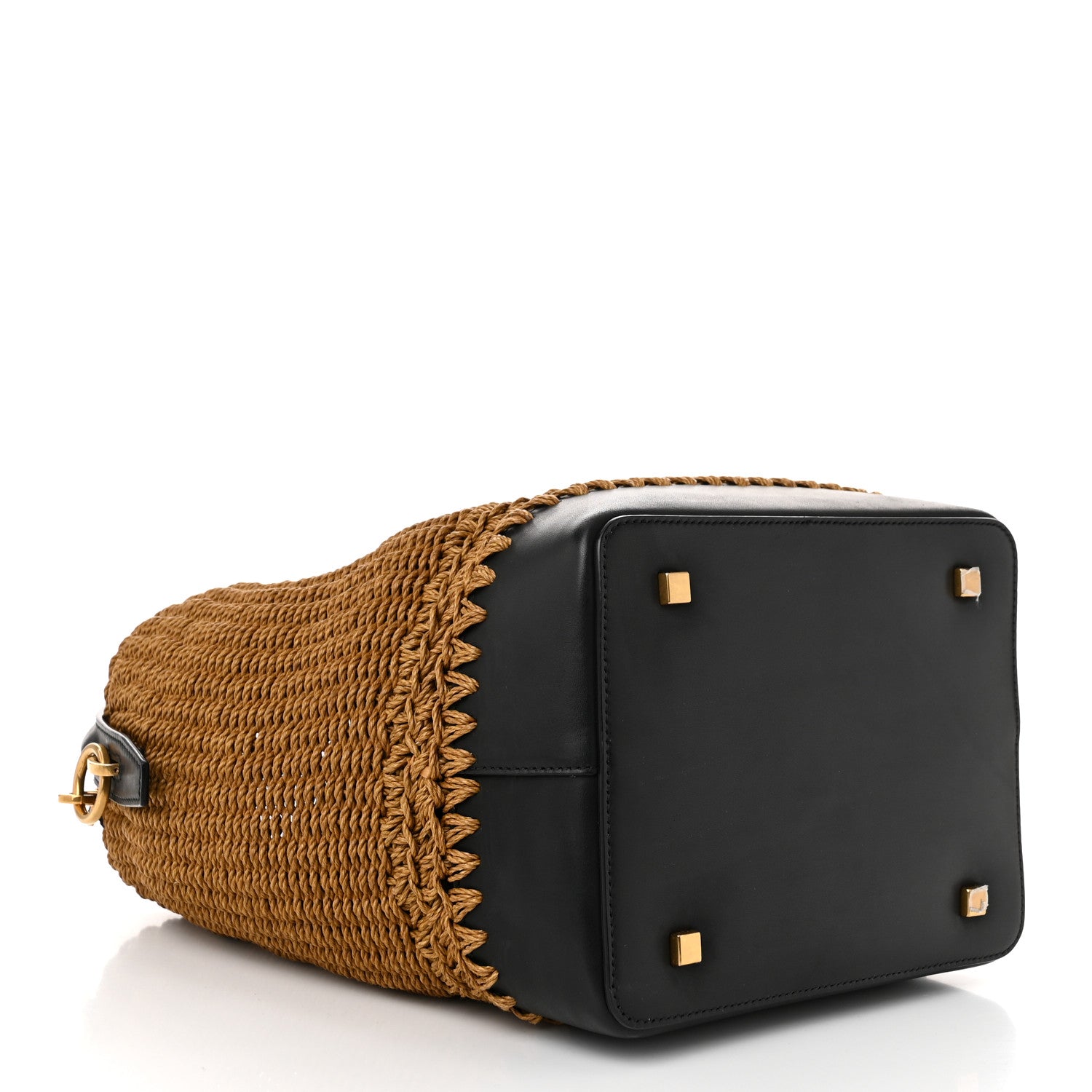 Saint Laurent Raffia Vegetable Le 37 Bucket Bag Natural Black 5 of 11