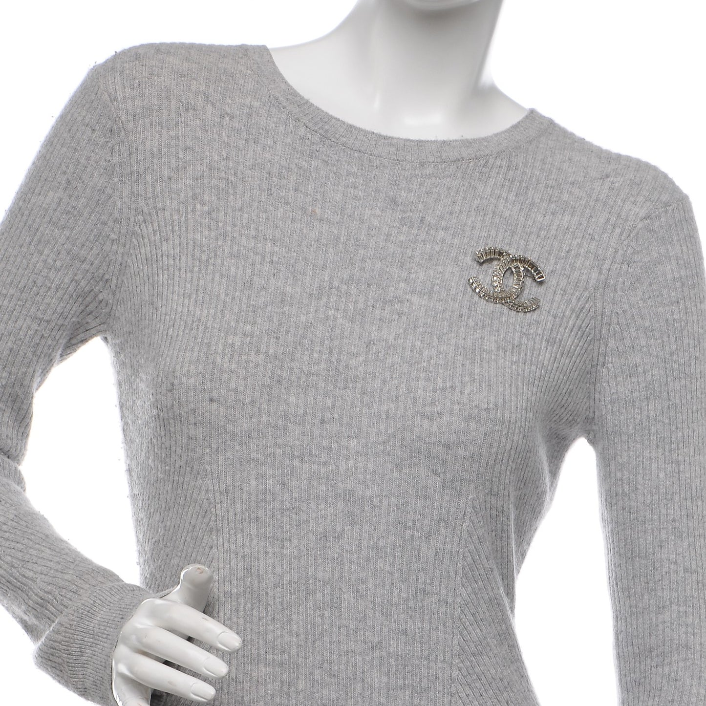 Baguette Crystal CC Brooch Silver