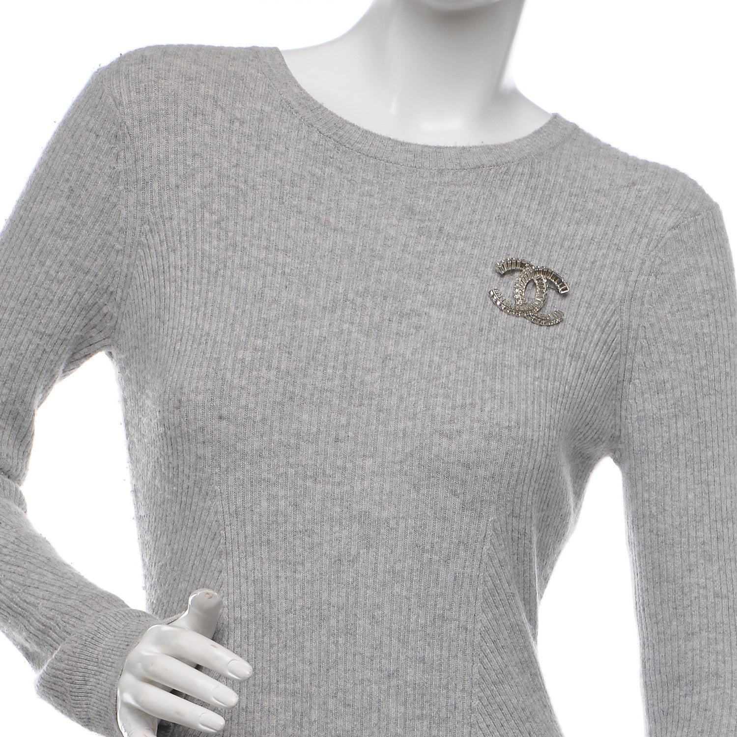 Chanel Baguette Crystal CC Brooch Silver 2 of 4