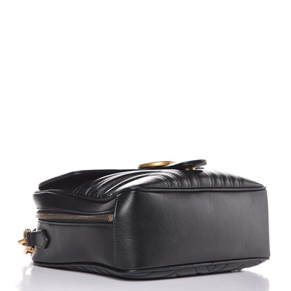 Gucci Calfskin Matelasse Sylvie Web Small GG Marmont Top Handle Shoulder Bag Black 4 of 7