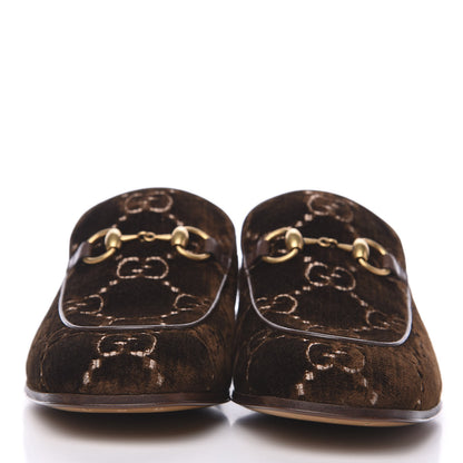 Gucci Velvet GG Monogram Goatskin Mens Horsebit Loafers 7 Brown Vintage Cocoa 2 of 9