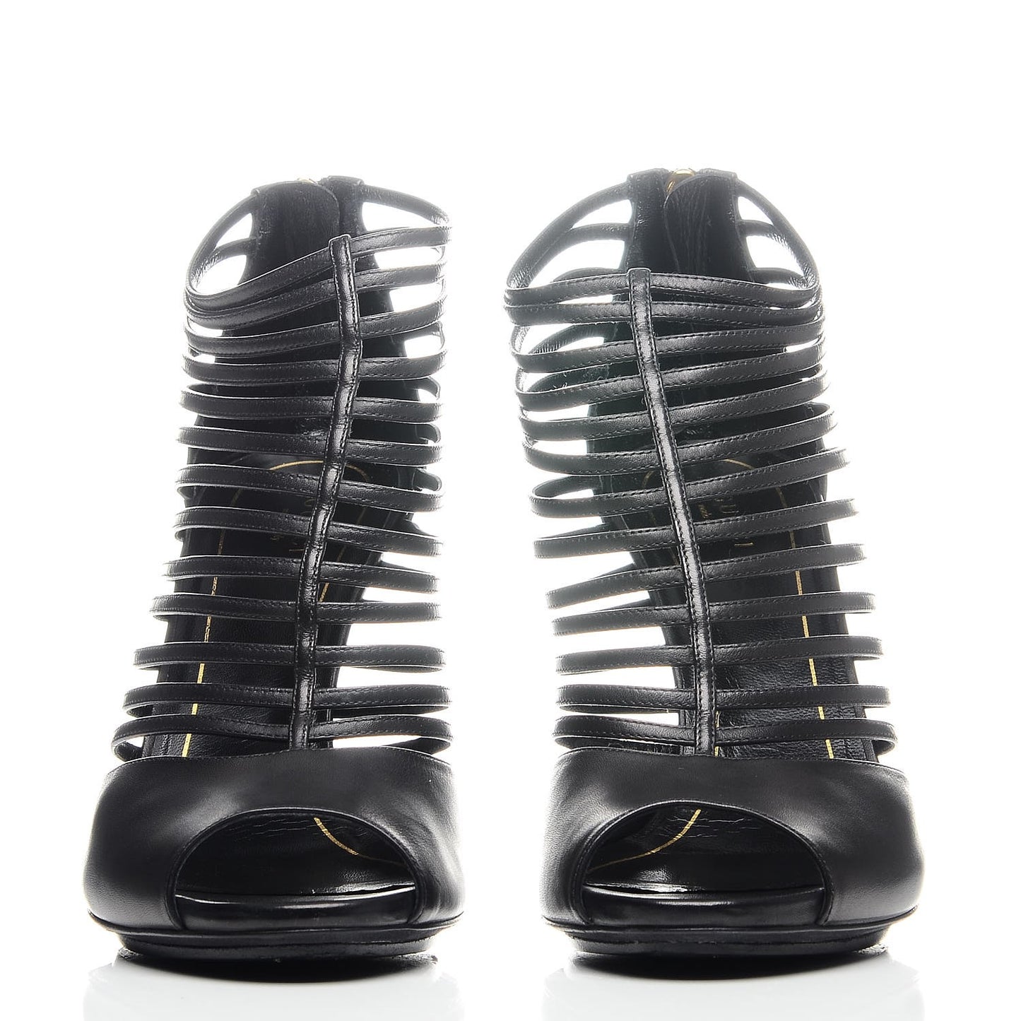 Saddle Soft Lux Peep Toe Caged Sandals 39 Black