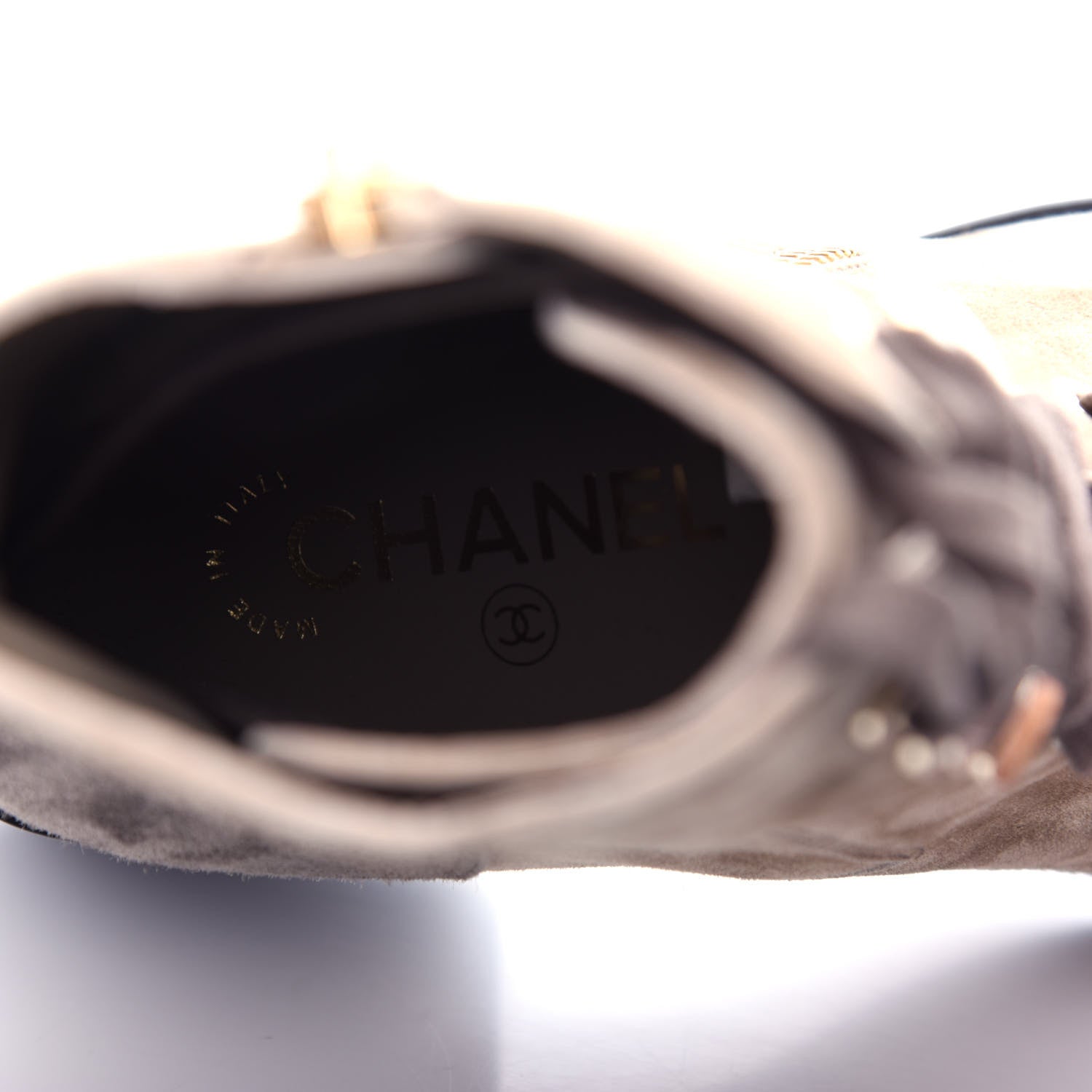 Chanel Suede Calfskin CC Lace Up Short Boots 39.5 Light Beige 8 of 10