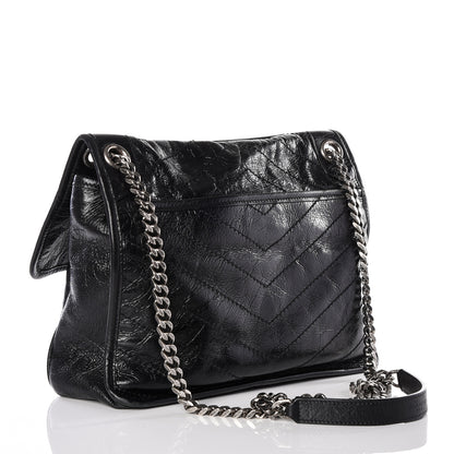Saint Laurent Crinkled Calfskin Matelasse Monogram Medium Niki Chain Satchel Black 2 of 10