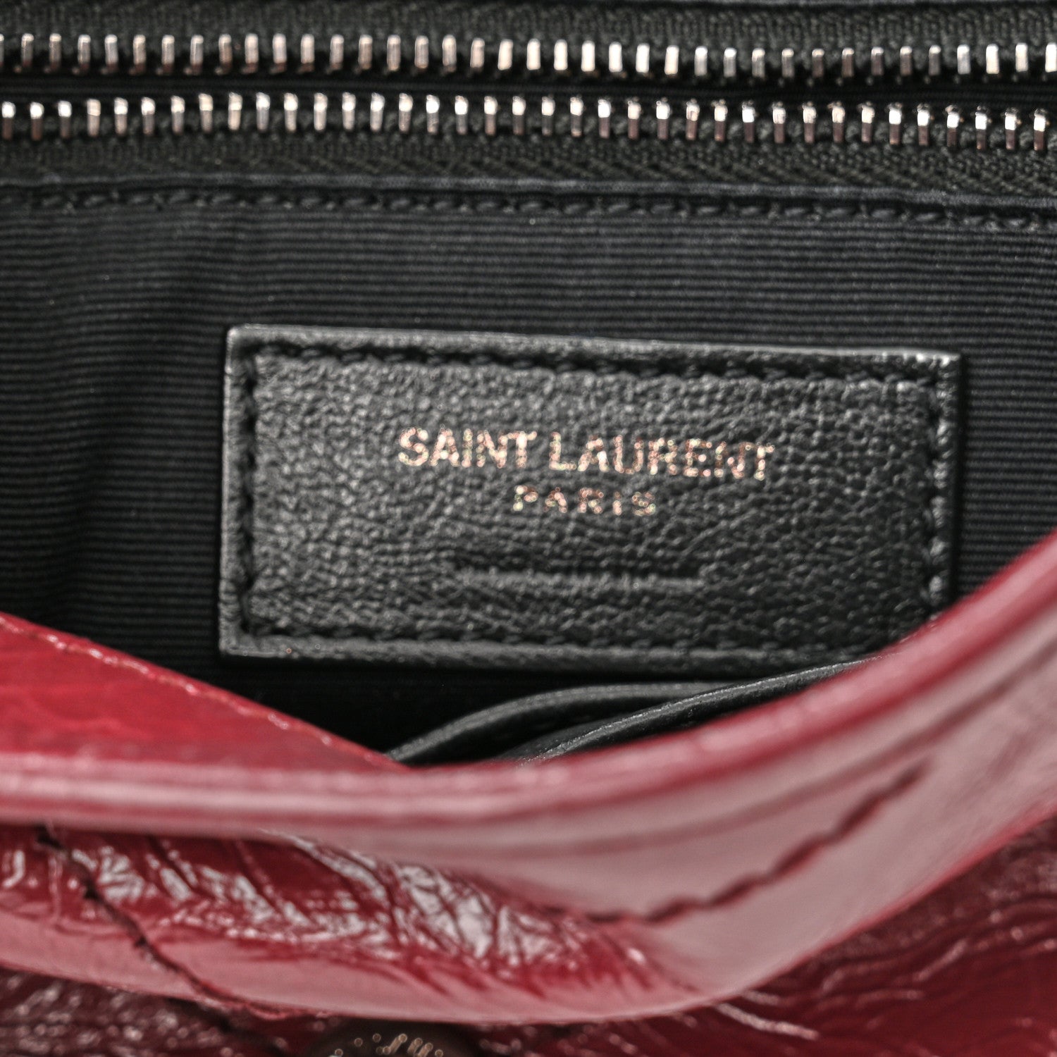 Saint Laurent Crinkled Calfskin Matelasse Monogram Niki Chain Wallet Dark Legion Red 6 of 10