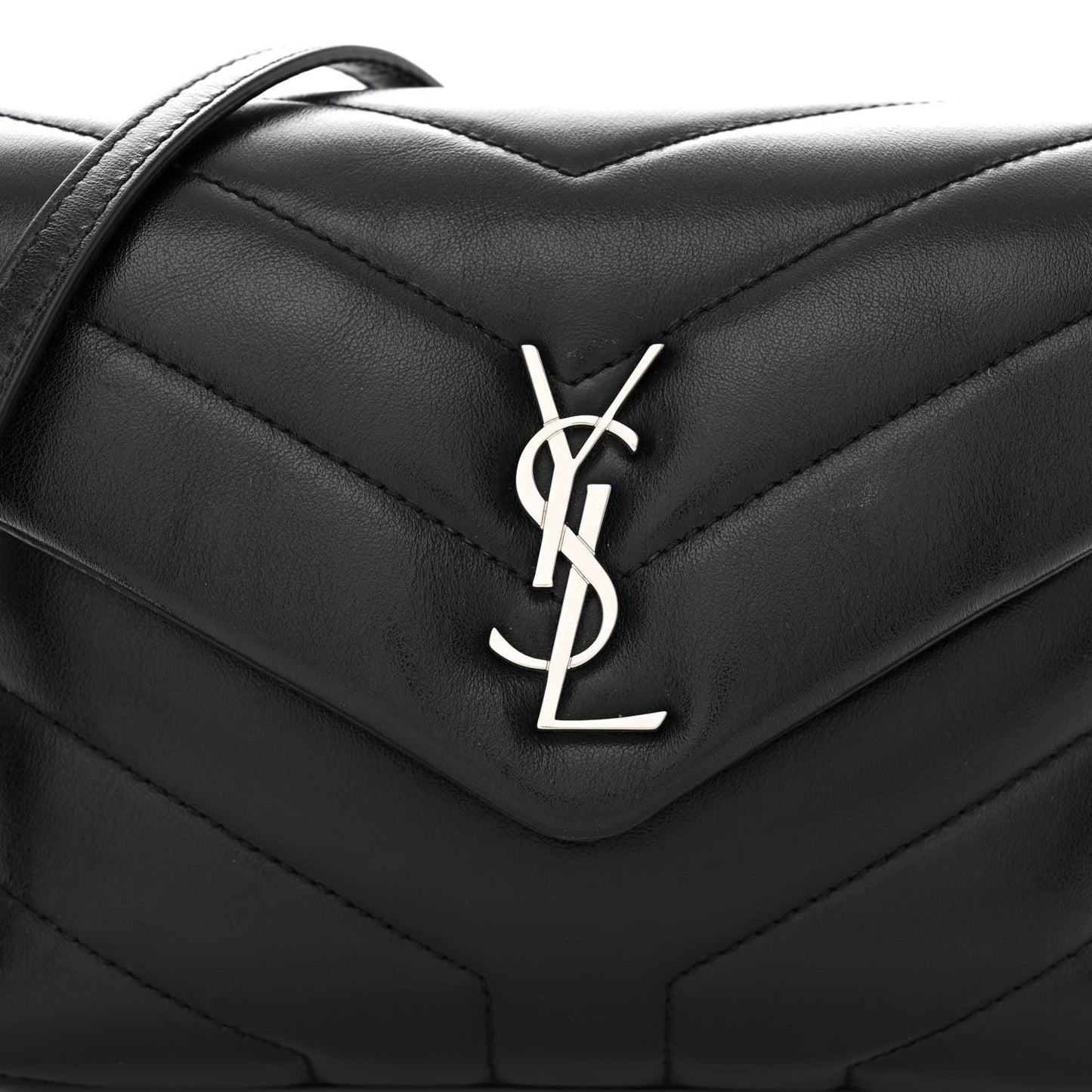Calfskin Y Quilted Monogram Toy Loulou Crossbody Bag Black