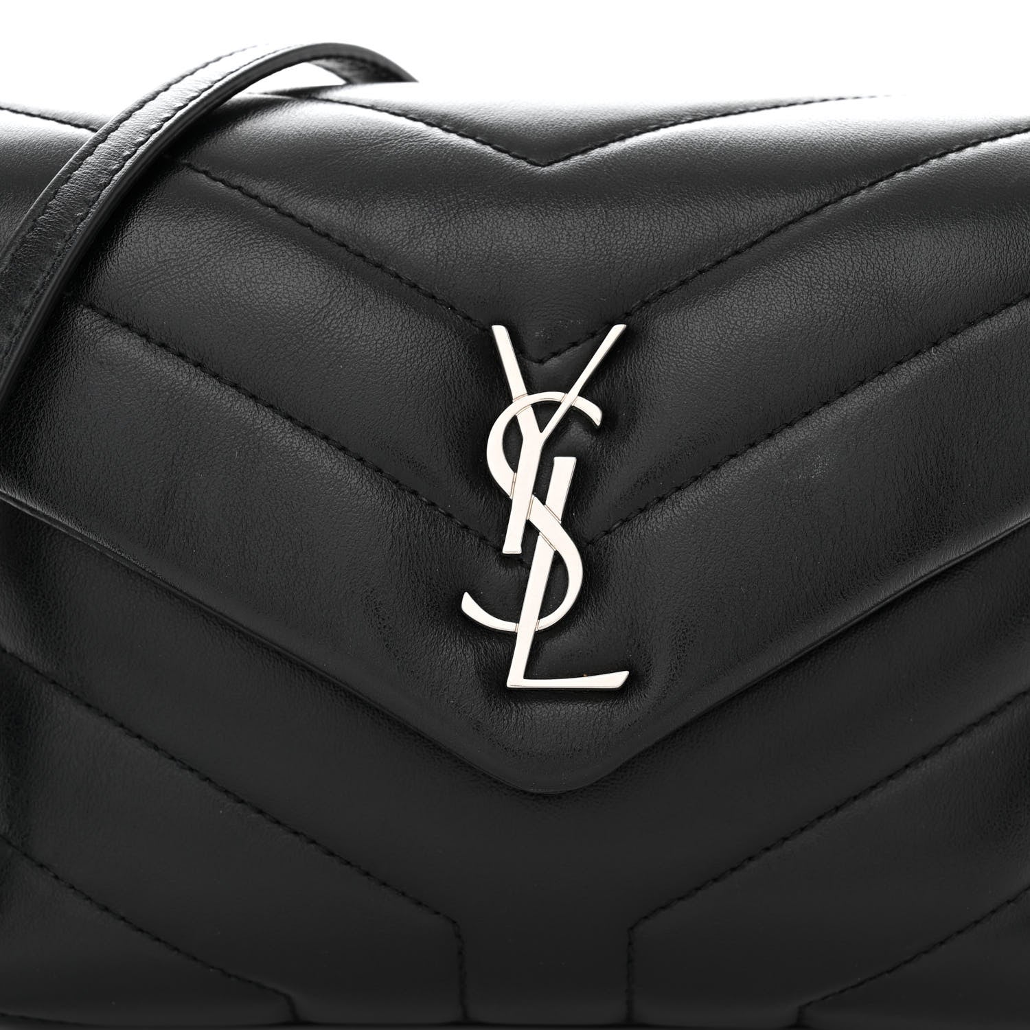 Saint Laurent Calfskin Y Quilted Monogram Toy Loulou Crossbody Bag Black 8 of 10