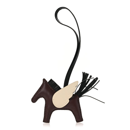 Hermes Milo Lambskin Grigri Rodeo Pegase Horse Bag Charm PM Terre Black Craie 1 of 5