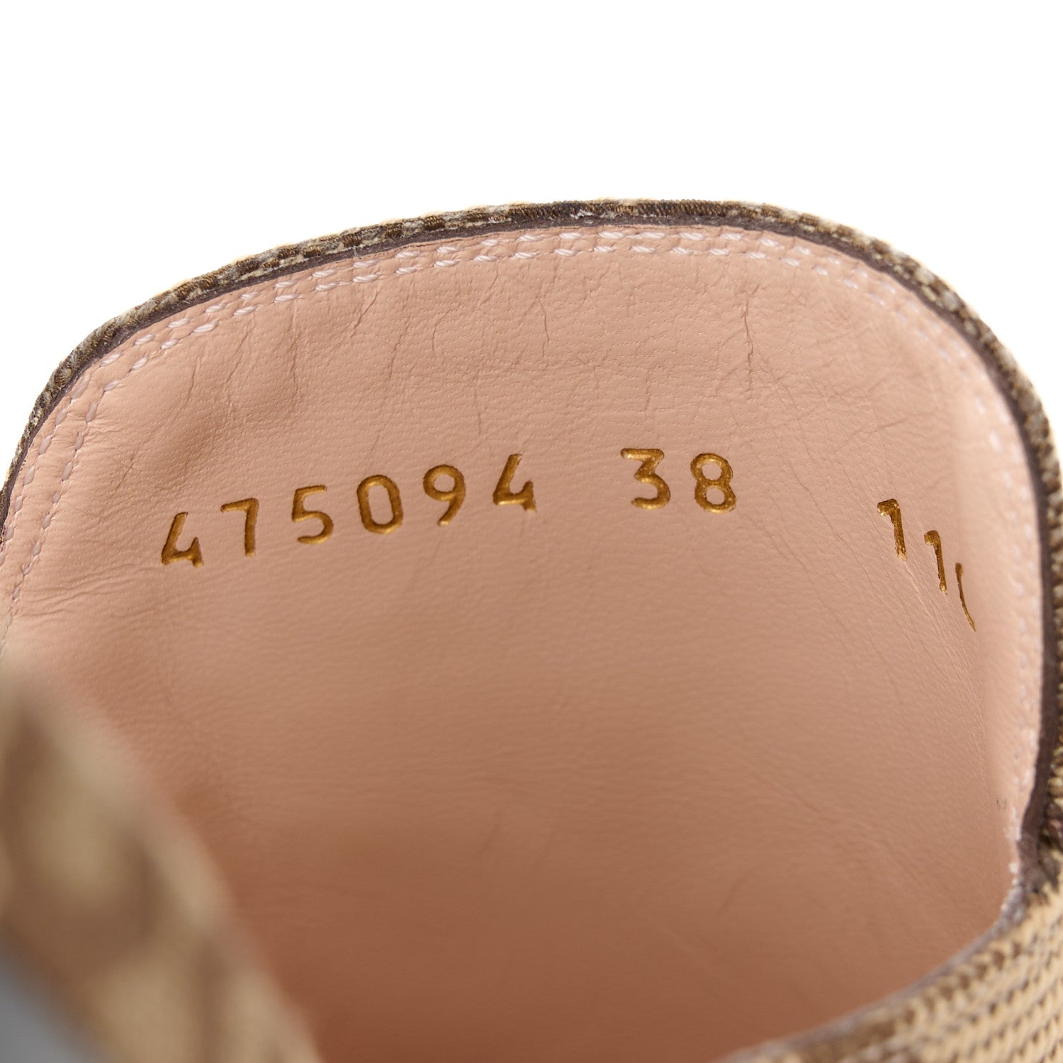 Gucci Monogram Jumbo GG Malaga Kid Womens Princetown Slippers 38 Camel Ebony New Acero Beige 9 of 10