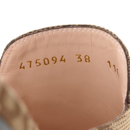 Gucci Monogram Jumbo GG Malaga Kid Womens Princetown Slippers 38 Camel Ebony New Acero Beige 9 of 10